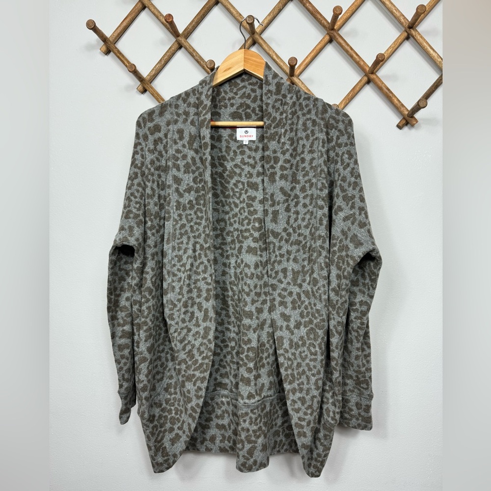 Sundry Leopard Print Cardigan Size 2/M - image 7